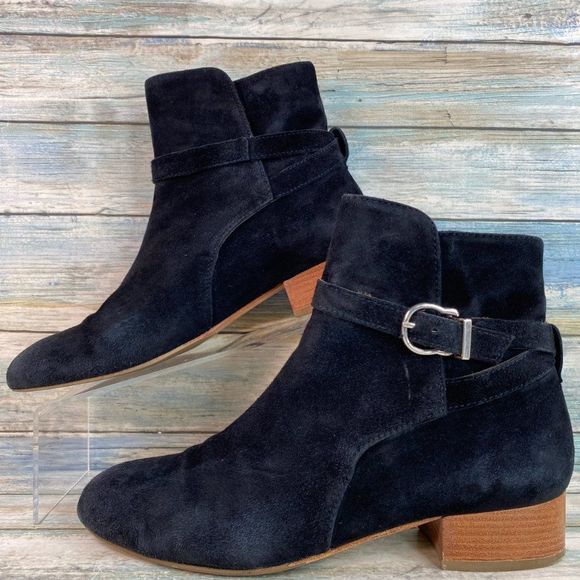 & Other Stories Ankle Boot Bootie Womens 9 Black Suede Stacked Block Heel Casual - Picture 2 of 13